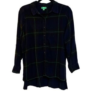 DIP Button Down Flannel Green Size XL